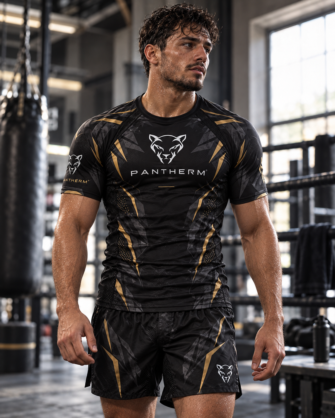 PANTHERM RING 01 Short Sleeve Boxing Rashguard front angle